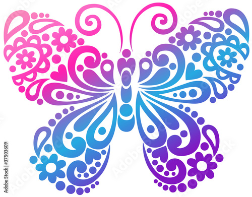 Butterfly Swirls Tatto Vector Design Elements