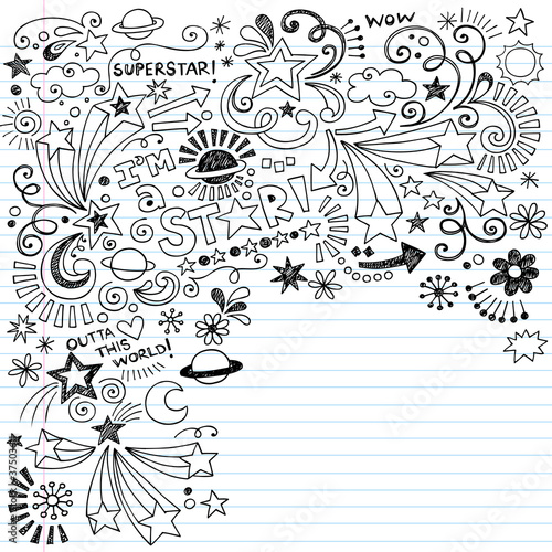 Superstar Inky Scribble Doodles Vector Design Elements photo