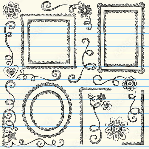 Sketchy Frames Doodles Vector Illustration Set