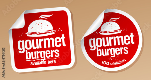 Gourmet burgers, stickers set