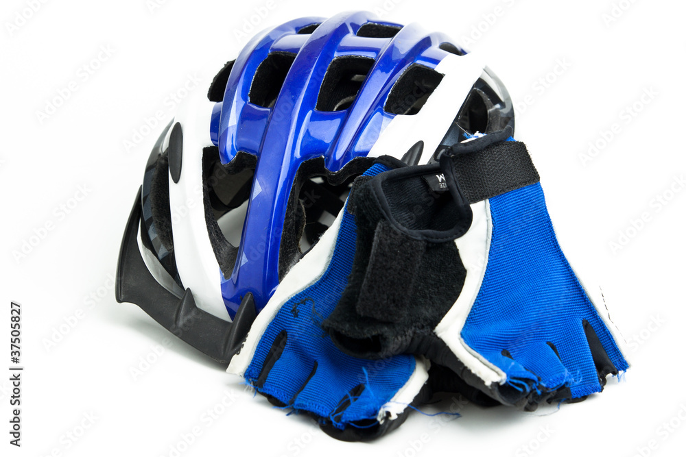 Bicycle helmet and gloves
