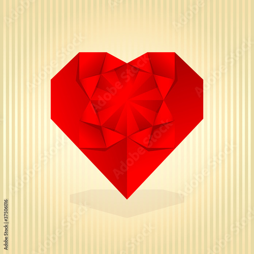 Red origami heart.