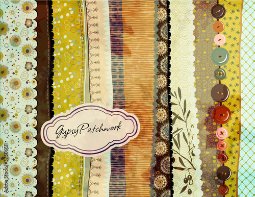 Gypsy Patchwork, Hand-Painted Background