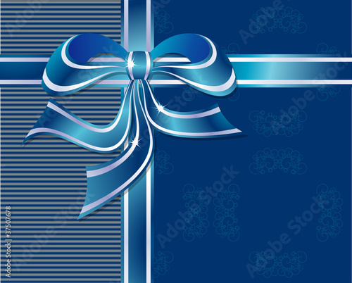 gift package with blue bow