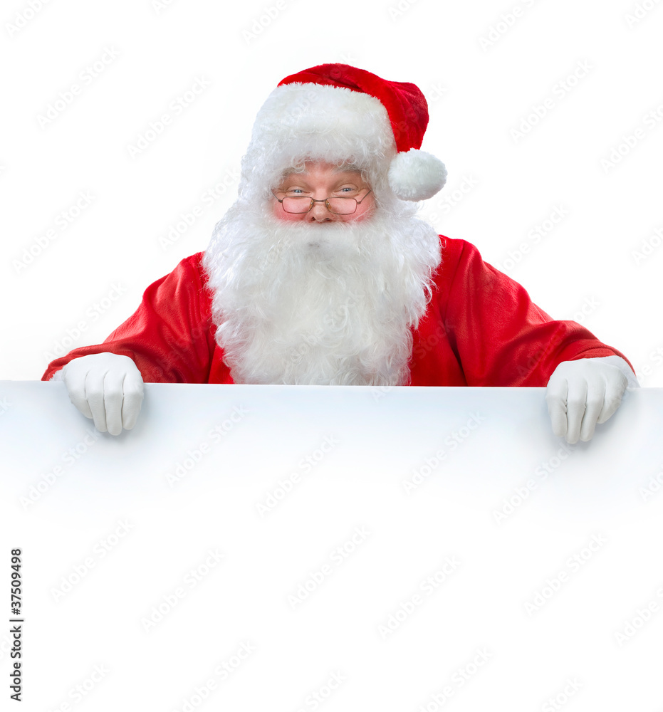 Naklejka premium Santa Claus holding Banner with Space for Your Text