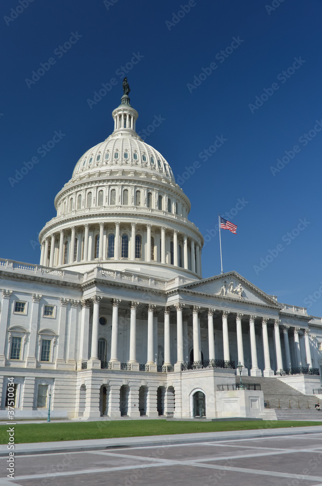 Washington DC, Capitol building east facade in a clear sky