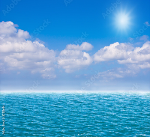 Deep blue sea and blue sky