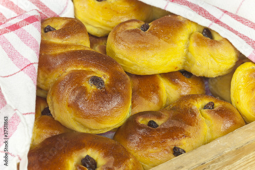 Saffron bun, swedish lussekatt, macro photo photo