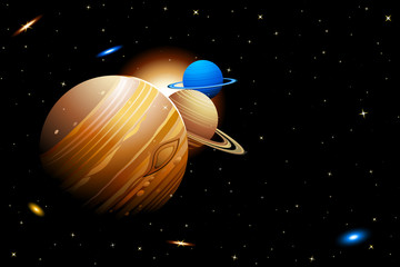 Fototapete Kosmos Planeten unseres Sonnensystems Illustration  © vectomart