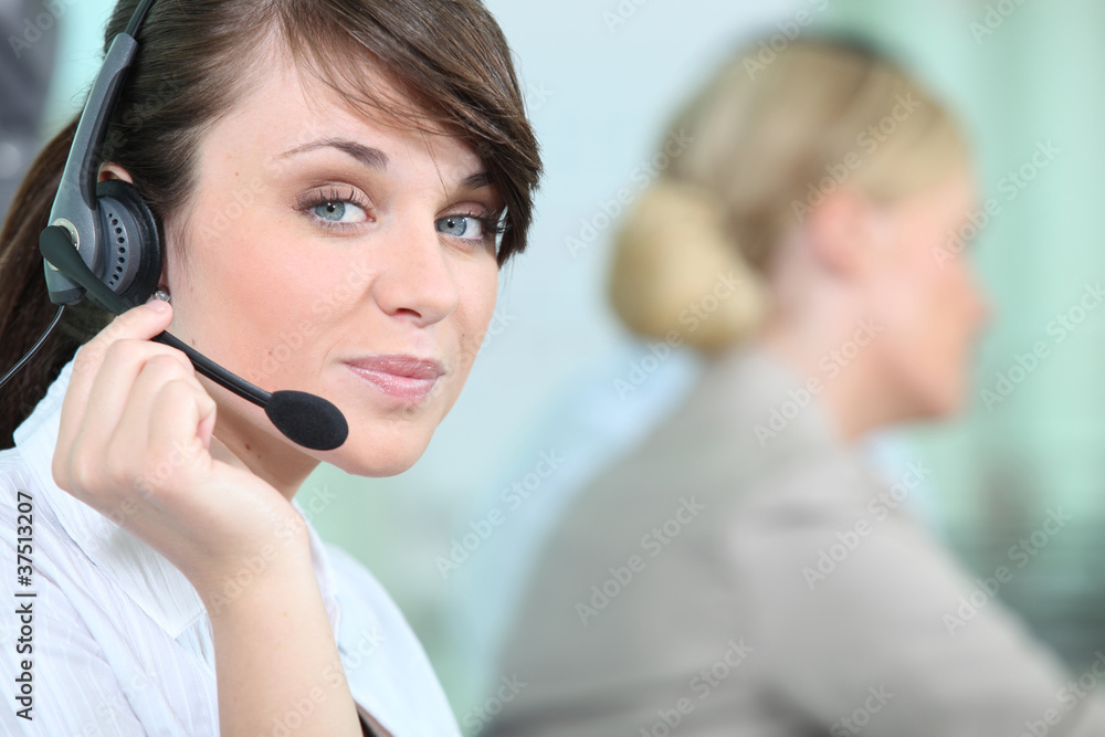 portrait of a woman with headset portrait of a woman with headset