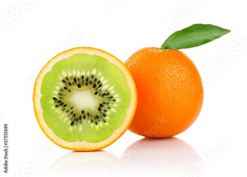 creative conception of orange and isolated on white background