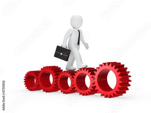 businessman go on red gear