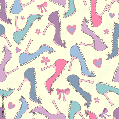 seamless pattern with shoes and bows