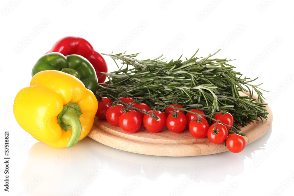 fresh green rosemary, paprika and tomatoes cherry