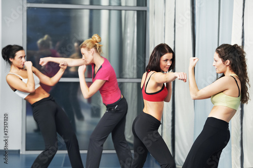 healthy woman at fitness fighting training