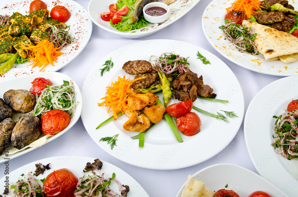 Meals served on a party table