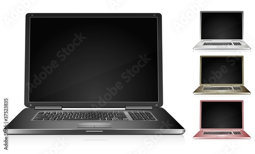 Detailed laptop in 4 color variations