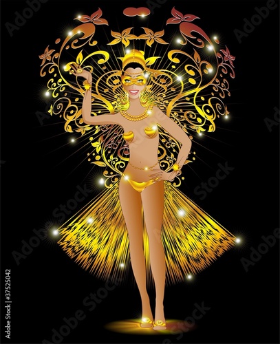 Ragazza Carnevale Oro e Luci-Exotic Golden Carnival Girl-Vector