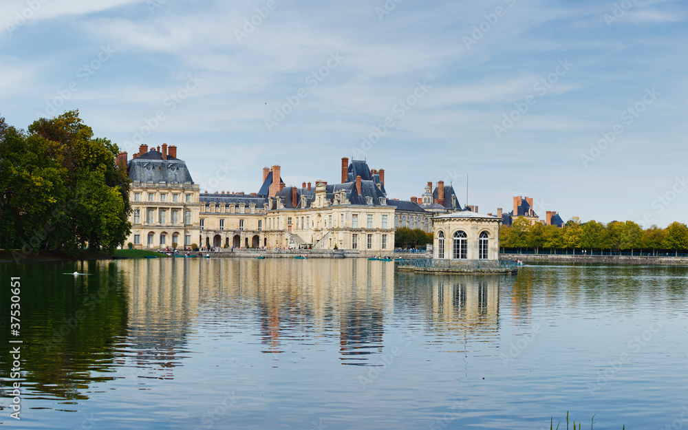 Palace And Pond In Fontainebleau
