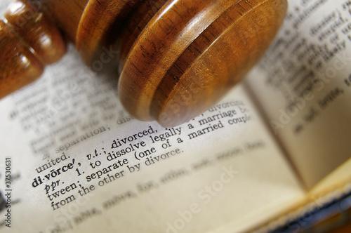 closeup of a gavel and divorce definition