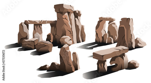 Ancient stone circle, place of magic and worship, vector