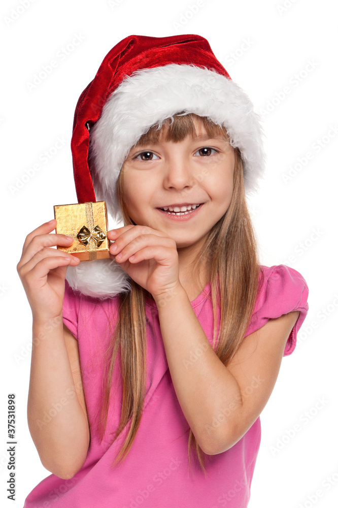 Little girl with gift box Little girl with gift box
