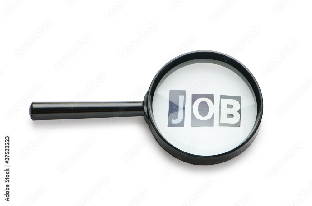 Unemployment concept with magnifying glass Unemployment concept with magnifying glass