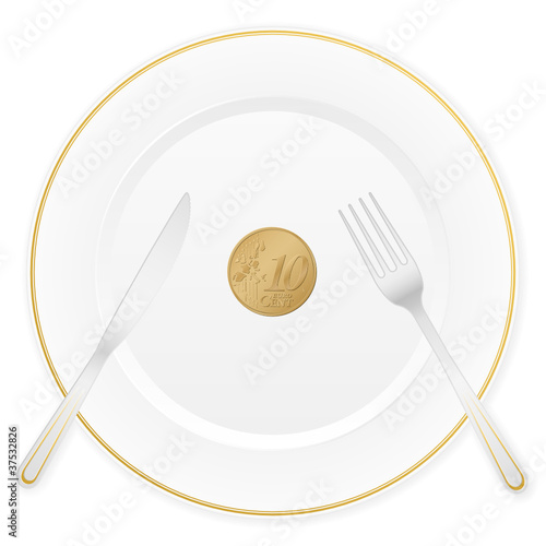 plate and ten euro cent