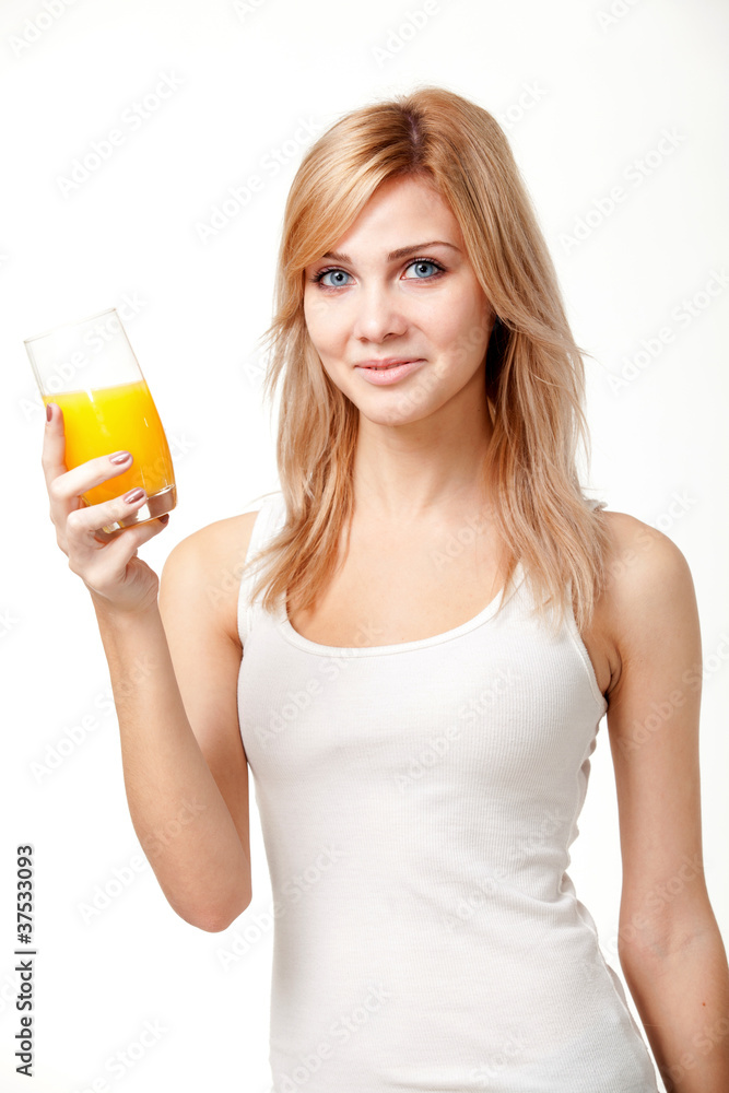 young woman with orange juice young woman with orange juice