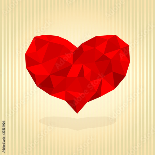 Red origami heart.