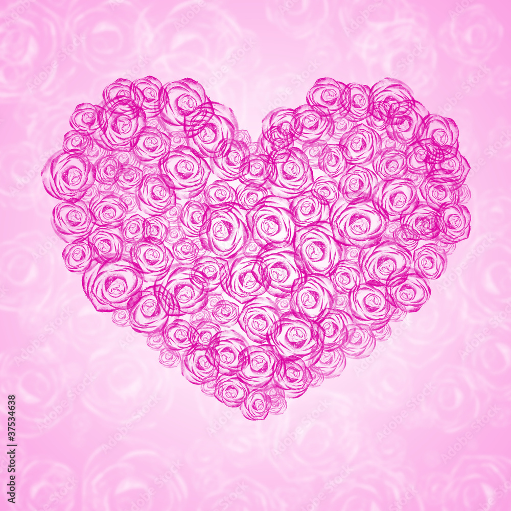 background with floral heart shape background with floral heart shape