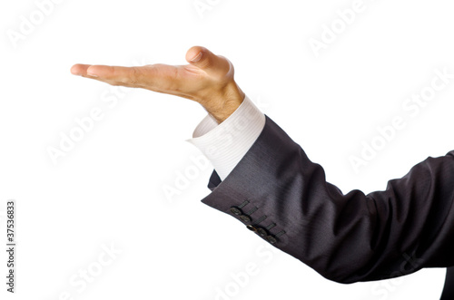 Businessman holding empty hands