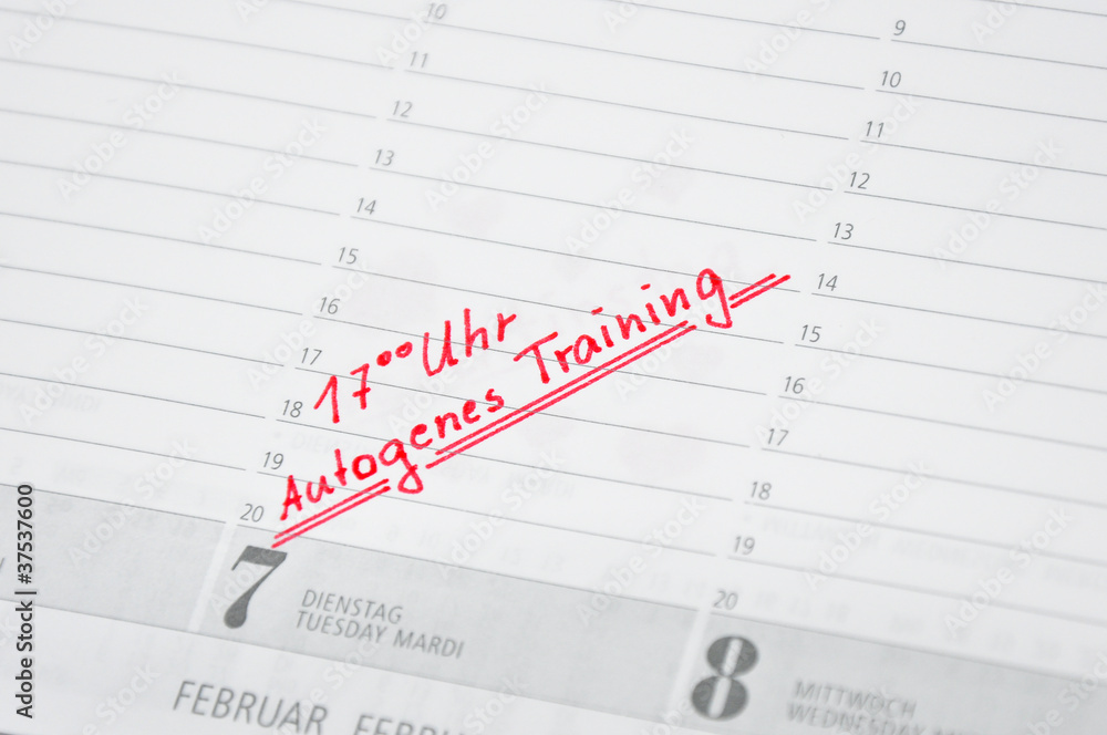 autogenes Training termin im kalender notiert autogenes Training termin im kalender notiert