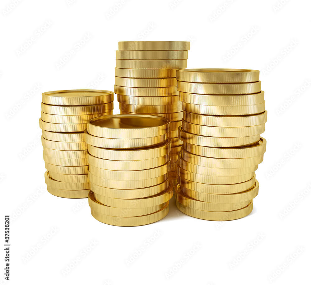 rouleau of gold coins 3d-illustration isolated on white rouleau of gold coins 3d-illustration isolated on white