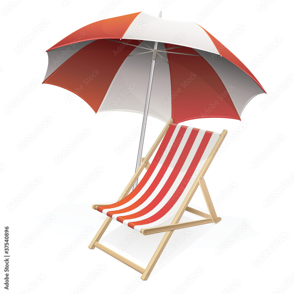 Parasol et sa chaise longue rouge Parasol et sa chaise longue rouge