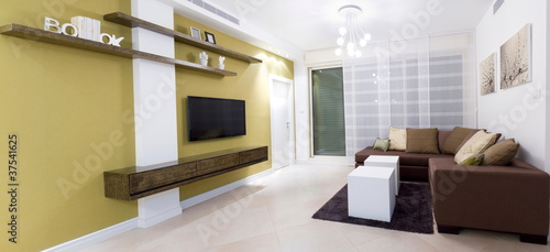 Living room with furnishings in a new house.