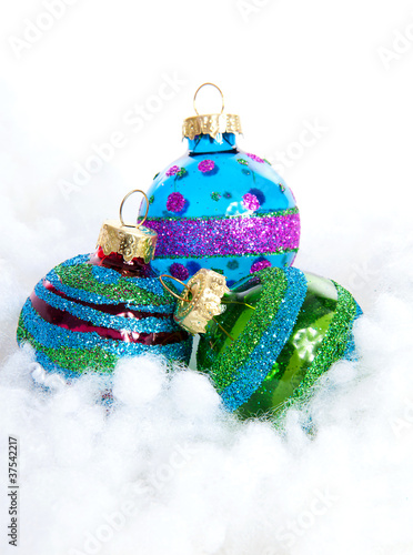 Colorful glitter Christmas balls