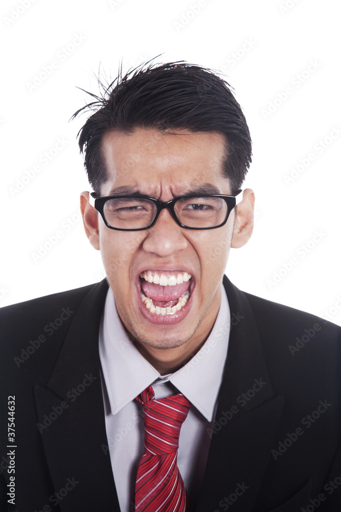 Angry businessman wearing glasses Angry businessman wearing glasses