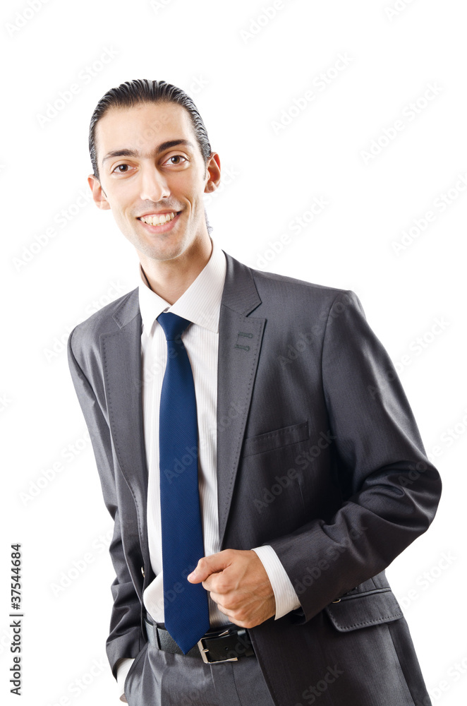 Young bisinessman isolated on white