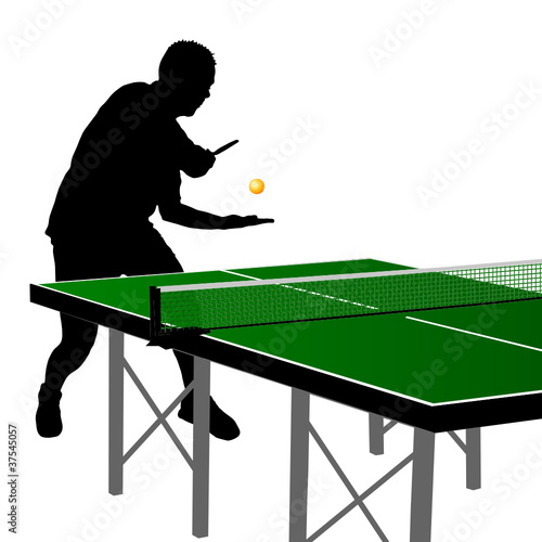 ping pong player silhouette two