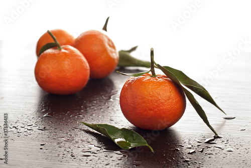 Tangerine with leaves