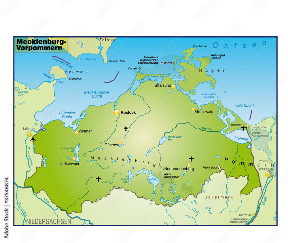 Obraz premium Mecklenburg-Vorpommern_Umgebung_uebersicht
