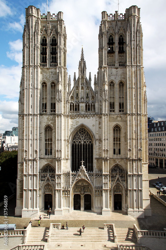 St Michael and Gudula cathedral in Brussels photo