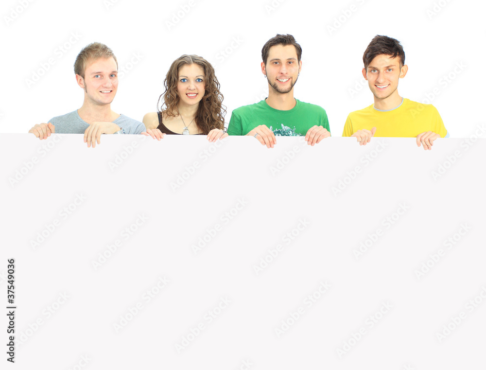 Happy young group of people standing together and Happy young group of people standing together and