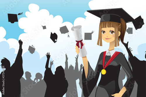 Graduation girl holding diploma