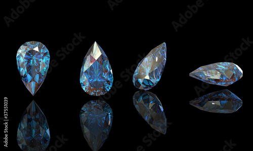 Pear. Collections of jewelry gems. Swiss blue topaz