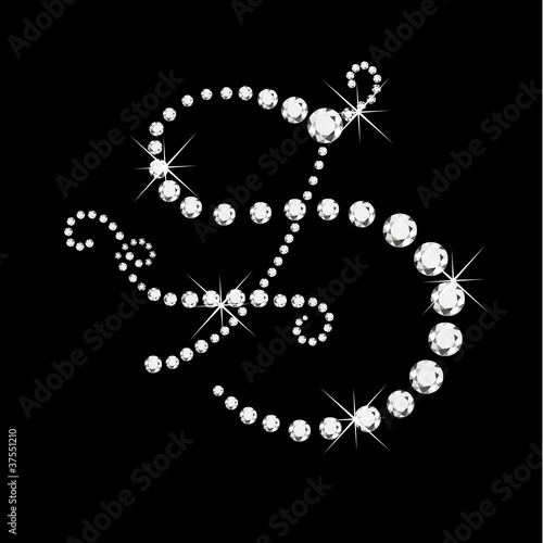 S Letter with diamonds bling stars