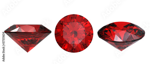 Round garnet isolated on white background. Gemstone