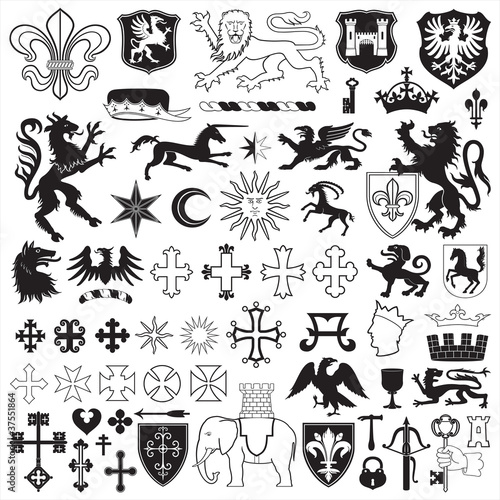 Heraldic symbols and crosses