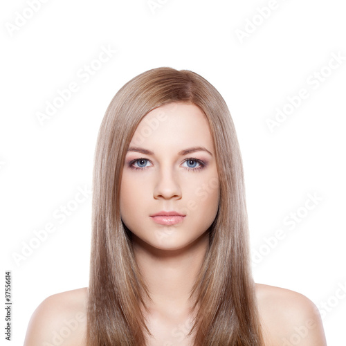 blue eyed blond-brown woman face